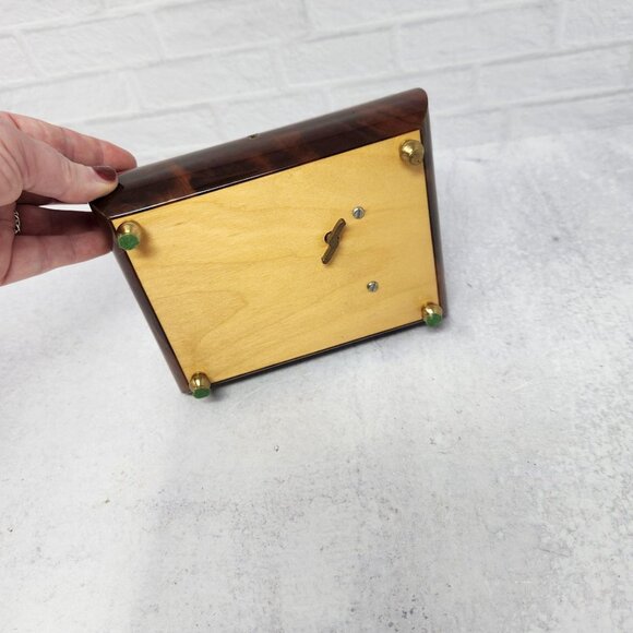 Vtg Inlaid Burl Wood Jewelry Music Box Swiss Gueissaz-Jaccard Mozart Die Kleine - Picture 6 of 6